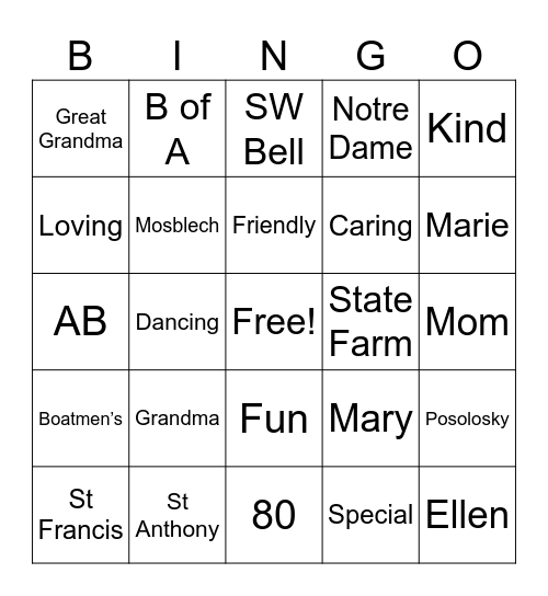 Happy Birthday Bingo Card