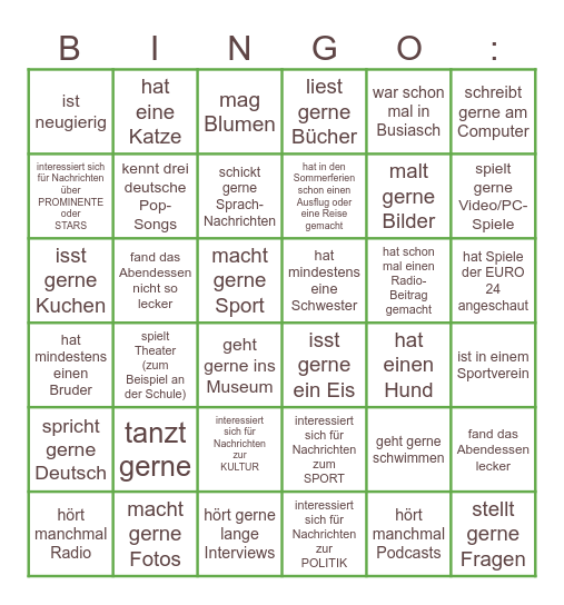 Busiasch-Bingo Card