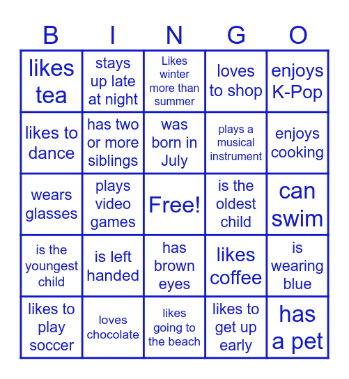 Getting to Know You BINGO Card