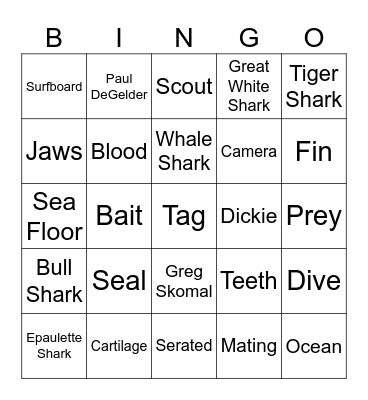 Shark Week 2024 Bingo Card