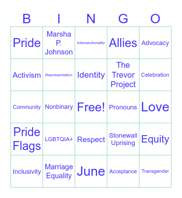 PRIDE BINGO Card