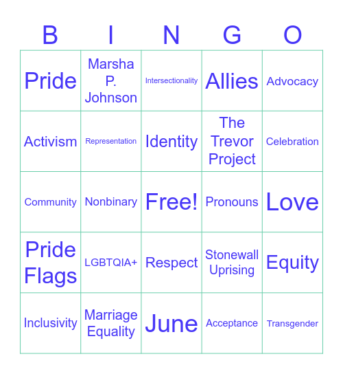 PRIDE BINGO Card