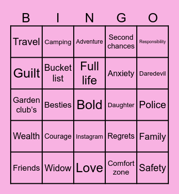 The Bucket List Bingo Card