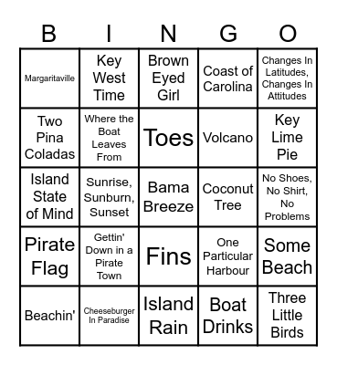 Beach Music BINGO Card