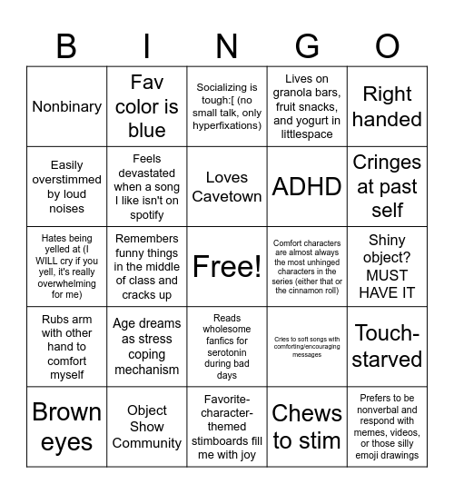 how similar are we? i am extremely strange lol Bingo Card