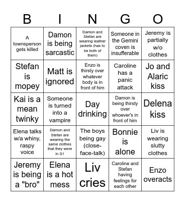 Vampire Diaries Bingo Card