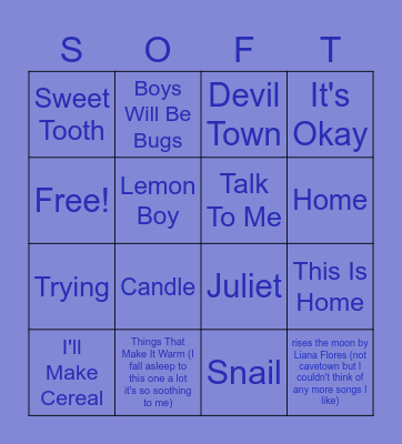 my fav cavetown songs Bingo Card