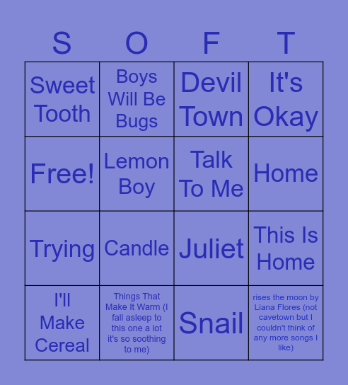 my fav cavetown songs Bingo Card