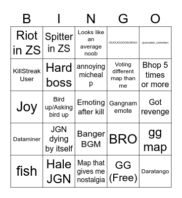 Item AsYlum BinGo Card