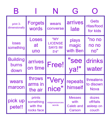 Pete Bingo!! Bingo Card