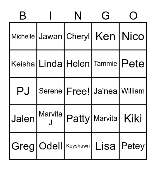 Fish fry Party Bingo Card