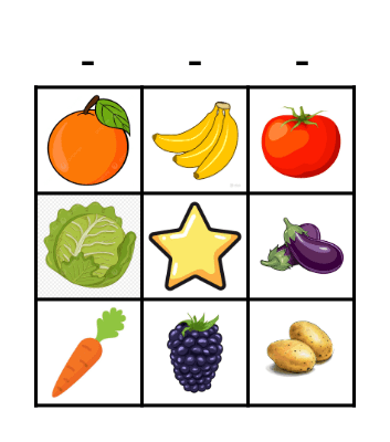 Fruits and Veggies Bingo Card