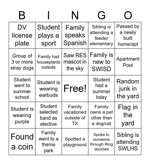 DRIVE THE BLOCK 24-25 Bingo Card