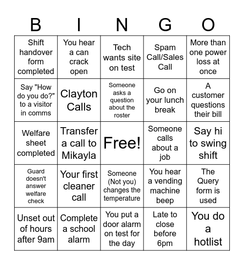 Comms Bingo Card