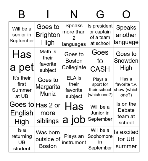 Find someone on your team who... Bingo Card