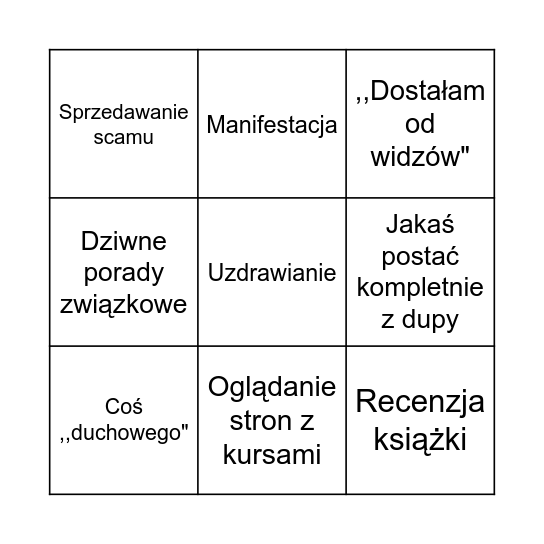 Bingo filmów prostracji Bingo Card