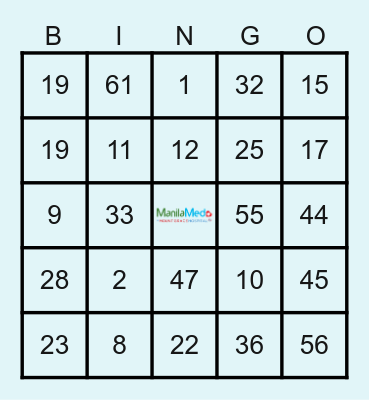 MANILAMED BINGO FOR A CAUSE Bingo Card