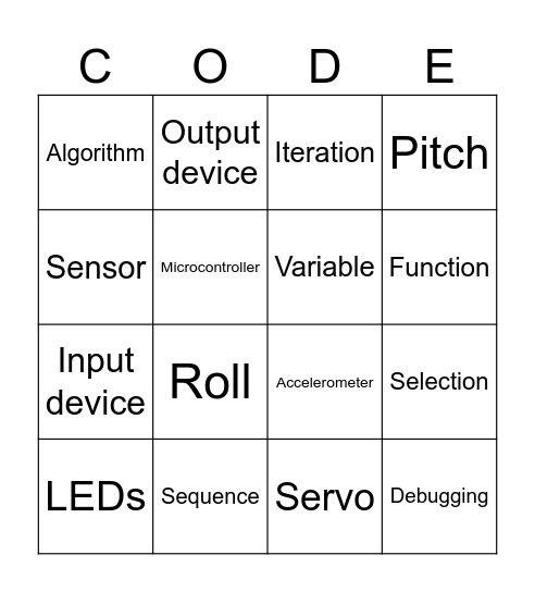 micro:bit Bingo Card