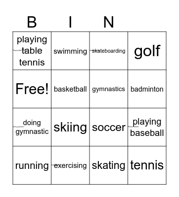 Games Bingo Card