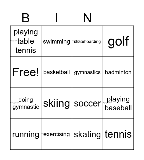 Games Bingo Card