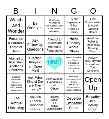 Empathy Bingo Card