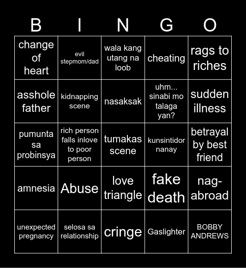 Telenovela Bingo Card