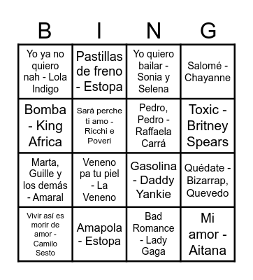 BINGO MUSICAL Bingo Card