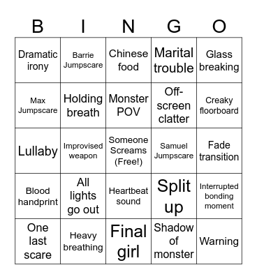 Boogeyman Bingo Card