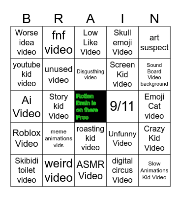 Find Brainrot Video untill you win Bingo Card