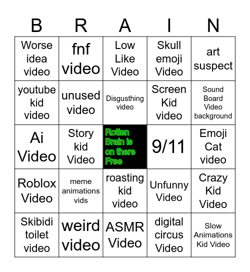 Find Brainrot Video untill you win Bingo Card