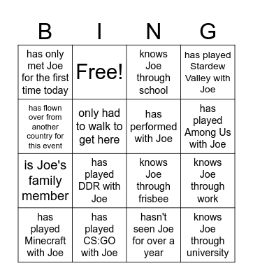 You are or have spoken to someone who... Bingo Card
