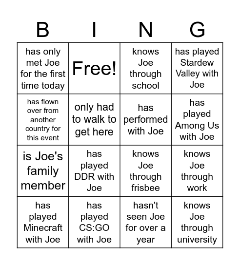 You are or have spoken to someone who... Bingo Card