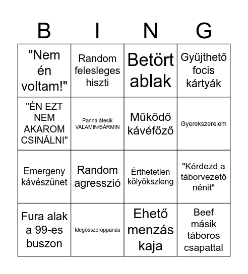 T Á B O R O S   B I N G Ó Bingo Card