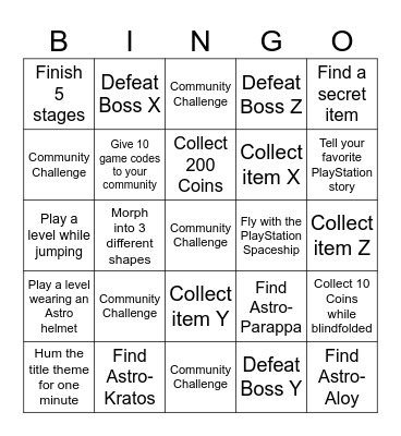 Astro Bingo Card