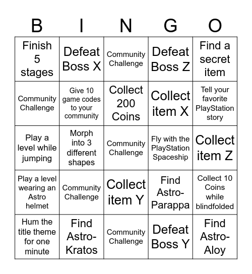 Astro Bingo Card