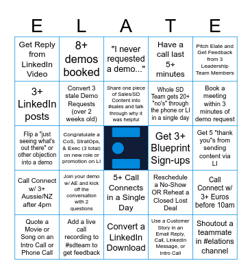 Elate SDR Bingo Card