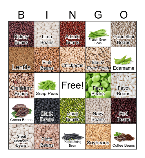 Name That Bean! Bingo Card