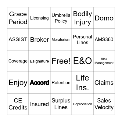 Lingo Bingo Card