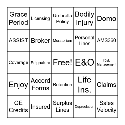 Lingo Bingo Card