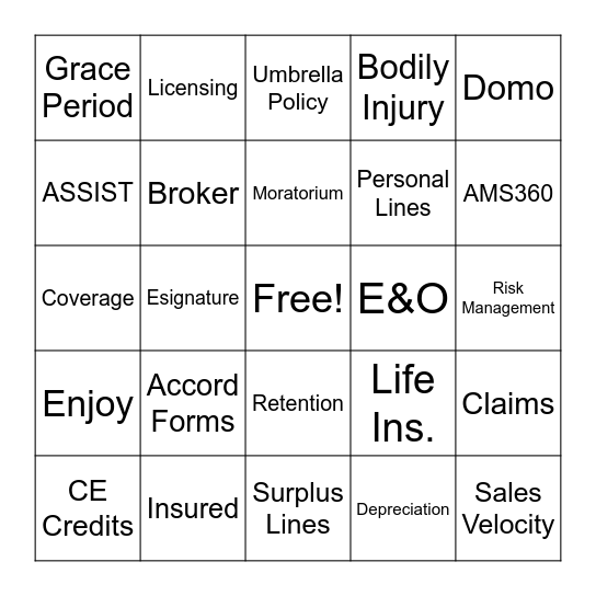 Lingo Bingo Card