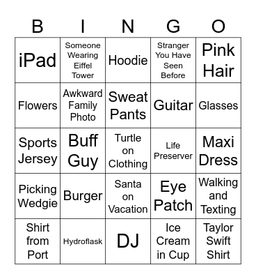 Cruise Bingo Card
