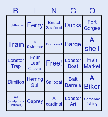 Working Waterfront Bingo Card