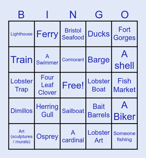 Working Waterfront Bingo Card