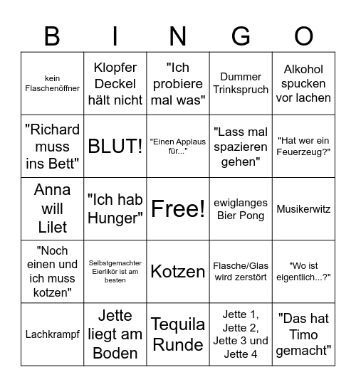 Erics Geburtstag Bingo Card