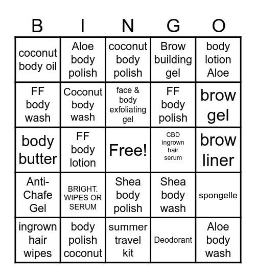 AH WAXERS Bingo Card