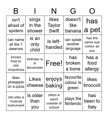 Find someone who... Bingo Card