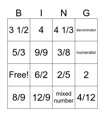 Like Unit Bingo Card