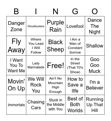 Movies & TV Bingo #1 Bingo Card