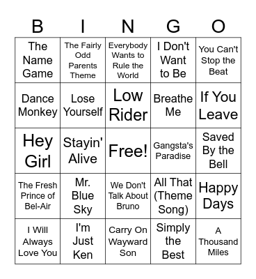 Movies & TV Bingo #2 Bingo Card