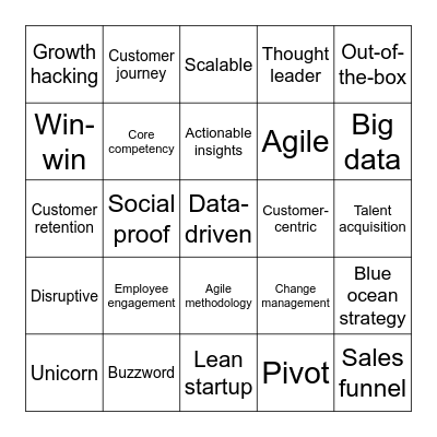 Buzzword Bingo Card